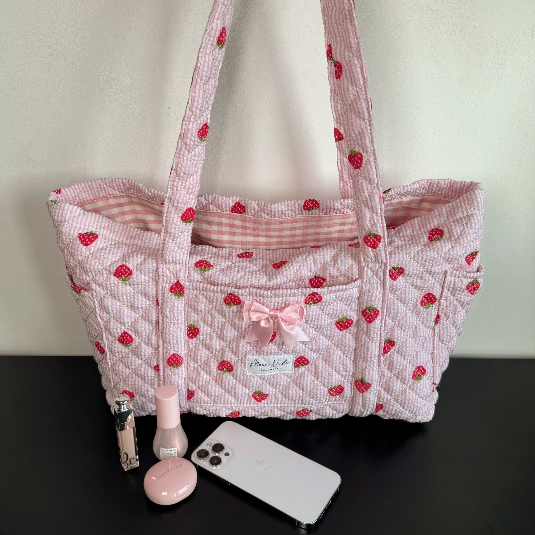 Moon Nude Strawberry Tote Bag